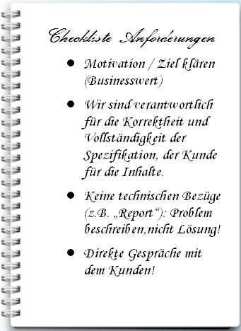 Checkliste für die Klärung von Anforderungen